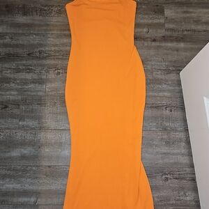 Elegant Orange Strapless Dress